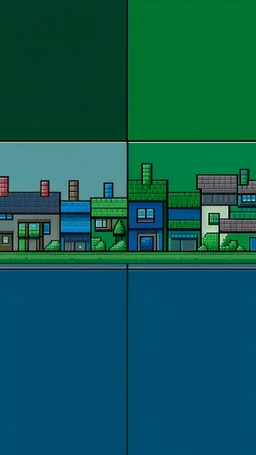 Make a simple town using the colour palette. make sure to use a pixel art style