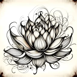 Asian lotus flower, tattoo drawing