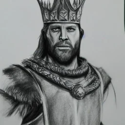 pencil and charcoal portait sketch of king hrothgar in beowulf