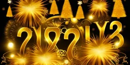 Happy New Year 2023 - golden numbers in holiday night