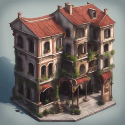 Elevated view of a Venetian house 2d game asset from the front