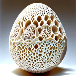 hyper detailed subtractive egg fractal biomorphic design