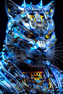 Catman cyborg, calidad ultra, hiperdetallado, maximalista, color blanco, increíble obra de arte