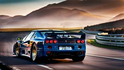 Ferrari F40 In Road, Cinematic, Bright Colors, Nice Saturation, Backfire, Desktop Wallpaper, Accurate, realistic, 8K