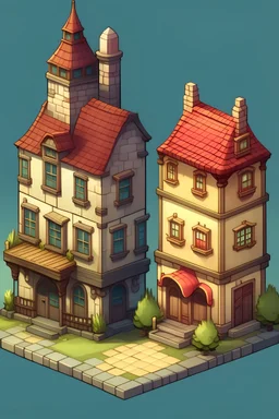 2d game, city building, small house, big house
