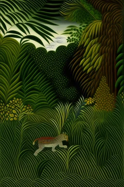 A jungle in Greek mosaics painted by Henri Rousseau