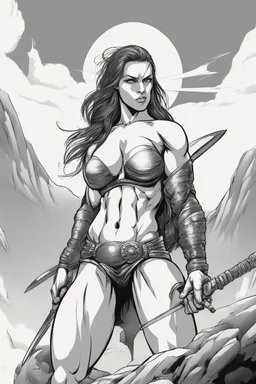 Muscle woman warrior with sword