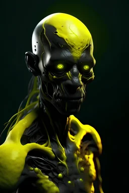 humanoid black zombie with bright yellow cysts