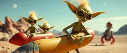 hairy macho slender gremlin aliens living in a hot dog rocket heading for venus