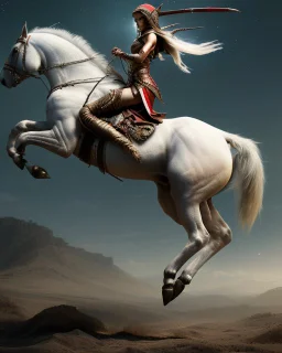 Crea la imágen de un guerreo Elfo hombre cabalgando un hermoso caballo blanco, cuerpo completo, pies completos, zapatos, espectacular, impactante, intrincado, calidad ultra, hiperdetallado, arte grafiti, maximalista, 8k