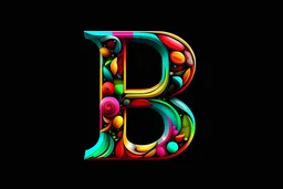 Create multicoloured capital letter three together A B C and black background