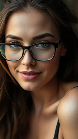 The body and soul of a beautiful woman with dark eyeglasses