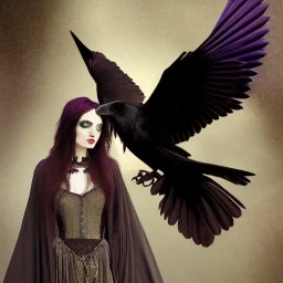 a beautiful gothic woman morphing into a raven, 8k resolution, high-quality, fine-detail, color, intricate, realistic, sharp, crisp, digital art, detailed matte, volumetric lighting, illustration, octane render, brian froud, howard lyon, Anne Dittman, Anne Stokes, Lisa Parker, Selina French