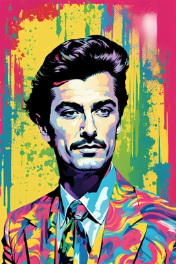 Portrait of Marcello Mastroianni, dolce vita fashion, random style, pop art