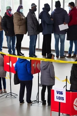 People standing in a line to vote
