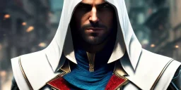 assassin's, mask cover whole face and hood , assassin's creed, highly detailed, hyper-detailed, beautifully color-coded, insane details, intricate details, beautifully color graded, Cinematic, Color Grading, Editorial Photography, Depth of Field, DOF, Tilt Blur, White Balance, 32k, Super-Resolution, Megapixel, ProPhoto RGB, VR, Half rear Lighting, Backlight, non photorealistic rendering