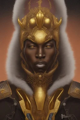 black male African alien, cracks in the head, wicked, Asian eyes, crown, blood, 8k, finely detailed, photo realistic, Boris Vallejo style turquoise skull head gold dragon space alien rain skeleton gold tooth silver helmet silver space suit spaceships