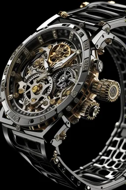 Generate an image of a DeWitt Glorious Knight watch with a focus on the exquisite details of its skeletonized movement and the interplay of light and shadow."