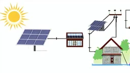 Grid-tied solar installation, diagram illustration