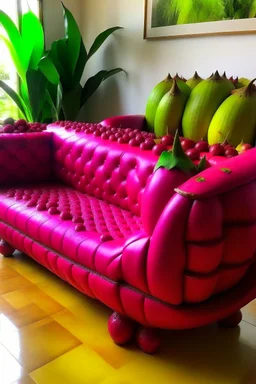 a couch made out of dragonfruit