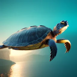 Turtle deep water lights night, unreal 5, octane render, cinema4d, redshift render, hyper realistic, cenematic, vibrancy, synthwave, retouch, centered, dynamic lighting, dramatic lighting, 4k, highly detailed, attractive beautiful, realistic, virtual reality, epic composition, holographic,