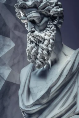 pythagoras on marble statue, 4 k, trending art, depth of field, high detail, high contrast