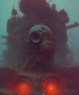 Camera., concept art, hyper detailed, beksinski, dan mumford, post-apocalyptic, oil on canvas