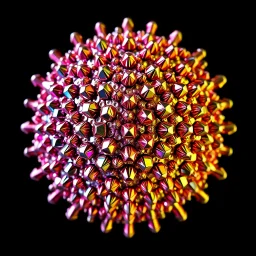 a mandelbulb 3d fractal made of small metallic random color cubes