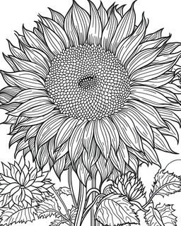 real massive Sunflower flower coloring page