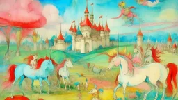 A kingdom filled with unicorns made out magic candy painted by Edgar Degas