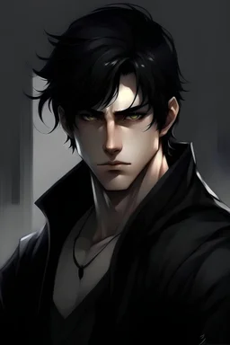 hero, black hair, black clothes, male, black eyes
