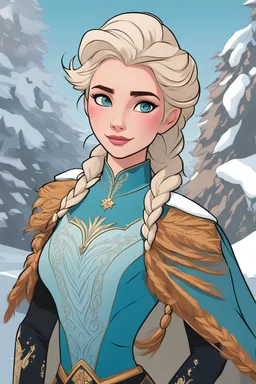 Highly detailed portrait of Elsa from Frozen, by Loish, by Bryan Lee O'Malley, by Cliff Chiang, by Greg Rutkowski, inspired by capcom