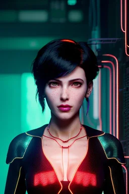 Ghost in the shell style, pretty cyber woman, cables, futuristic, blood, black, gold, brown, geisha style, decorative color feathers, simétrico, circuits, neon style, a lot of led lights, fog, rain, vibrant color, highly detailed, art stations, concept art, smooth, unreal engine 5, god rays, ray tracing, RTX, lumen lighting, ultra detail, volumetric lighting, 3d, finely drawn, high definition, high resolution.