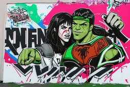 a wrestling graffiti mural wall with the word "tijuana wrestling" cell shading style