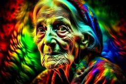 very old woman psychedelic image