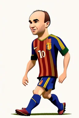 Andres Iniesta football player ,cartoon 2d