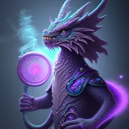 purple mythical creature in galaxy, teal and purple smoke, detailed, realistic, 4k