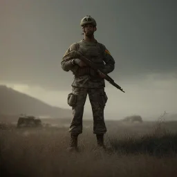 A portrait of a soldier, atmospheric,fantasy, realistic, unreal engine 5, cinematic lighting, octane render.