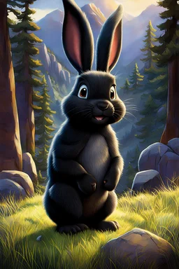 Movie poster for a Disney-Pixar film called "Boulder". It is about a thick black rabbit.