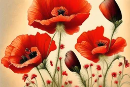 Poppies in the style of Oskar koller
