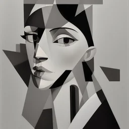 a black and white photo of a woman with a cigarette, a cubist painting by Alexander Archipenko, cgsociety, cubism, cubism, angular, picasso