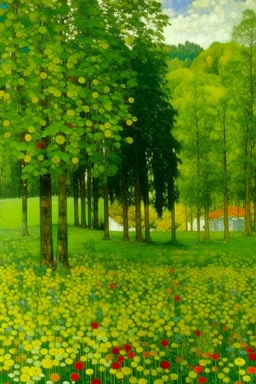 A green grove near a valley painted by Gustav Klimt