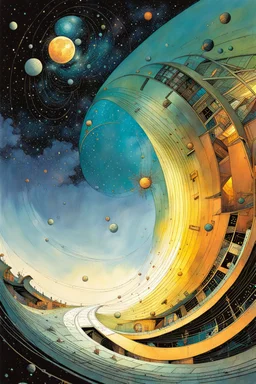 The inner workings of the cosmic clockwork mind as it wonders at its own existence , Tracy Adams , Gabriel Pacheco , Douglas Smith , Bill Sienkiewicz, and Jean Giraud Moebius , muted natural color, sharp focus, ethereal and filled with wonder