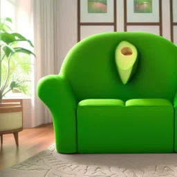 Couch in the shape of an avocado