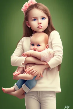 Girl holding baby, cute, beautiful