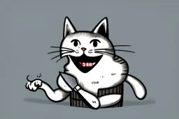 Cat smiling with a bloody knife. Illustration.