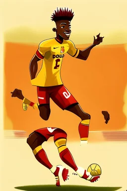 Jeremy Doku Belgian-Ghanaian footballer cartoon 2d