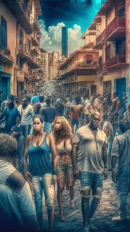 World celebrities, rich people, in a Brazilian city, a movie scene, a realistic picture hdr 8k