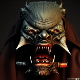 evil ork, devil, brutal face, portrai, 8k, finely detailed, dark light, photo realistic, hr giger