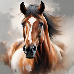 ((best quality)), ((masterpiece)), ((realistic,digital art)), (hyper detailed), Willem Haenraets style portrait of a wild Horse head, rule of thirds, painted by Willem Haenraets, white background